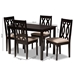 Baxton Studio Cherese Modern and Contemporary Sand Fabric Upholstered Espresso Brown Finished 5-Piece Wood Dining Set - RH334C-Sand/Dark Brown-5PC Dining Set