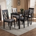Baxton Studio Cherese Modern and Contemporary Grey Fabric Upholstered Espresso Brown Finished 5-Piece Wood Dining Set - RH334C-Grey/Dark Brown-5PC Dining Set