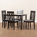 Baxton Studio Cherese Modern and Contemporary Grey Fabric Upholstered Espresso Brown Finished 5-Piece Wood Dining Set - RH334C-Grey/Dark Brown-5PC Dining Set