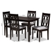 Baxton Studio Cherese Modern and Contemporary Grey Fabric Upholstered Espresso Brown Finished 5-Piece Wood Dining Set - RH334C-Grey/Dark Brown-5PC Dining Set