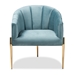 Baxton Studio Clarisse Glam and Luxe Light Blue Velvet Fabric Upholstered Gold Finished Accent Chair - TSF-DC6623-Light Blue/Gold-CC