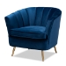 Baxton Studio Emeline Glam and Luxe Navy Blue Velvet Fabric Upholstered Brushed Gold Finished Accent Chair