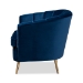 Baxton Studio Emeline Glam and Luxe Navy Blue Velvet Fabric Upholstered Brushed Gold Finished Accent Chair - TSF-66161-Navy/Gold-CC