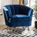 Baxton Studio Emeline Glam and Luxe Navy Blue Velvet Fabric Upholstered Brushed Gold Finished Accent Chair - TSF-66161-Navy/Gold-CC