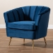 Baxton Studio Emeline Glam and Luxe Navy Blue Velvet Fabric Upholstered Brushed Gold Finished Accent Chair - TSF-66161-Navy/Gold-CC