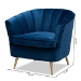 Baxton Studio Emeline Glam and Luxe Navy Blue Velvet Fabric Upholstered Brushed Gold Finished Accent Chair - TSF-66161-Navy/Gold-CC