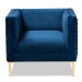 Baxton Studio Seraphin Glam and Luxe Navy Blue Velvet Fabric Upholstered Gold Finished Armchair - TSF-6625-Navy/Gold-CC