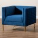 Baxton Studio Seraphin Glam and Luxe Navy Blue Velvet Fabric Upholstered Gold Finished Armchair - TSF-6625-Navy/Gold-CC
