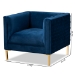 Baxton Studio Seraphin Glam and Luxe Navy Blue Velvet Fabric Upholstered Gold Finished Armchair - TSF-6625-Navy/Gold-CC
