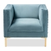 Baxton Studio Seraphin Glam and Luxe Light Blue Velvet Fabric Upholstered Gold Finished Armchair - TSF-6625-Light Blue/Gold-CC