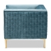 Baxton Studio Seraphin Glam and Luxe Light Blue Velvet Fabric Upholstered Gold Finished Armchair - TSF-6625-Light Blue/Gold-CC