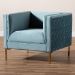 Baxton Studio Seraphin Glam and Luxe Light Blue Velvet Fabric Upholstered Gold Finished Armchair - TSF-6625-Light Blue/Gold-CC