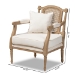 Baxton Studio Clemence French Provincial Ivory Fabric Upholstered Whitewashed Wood Armchair - ASS1037-CC