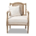 Baxton Studio Clemence French Provincial Ivory Fabric Upholstered Whitewashed Wood Armchair - ASS1037-CC
