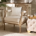 Baxton Studio Clemence French Provincial Ivory Fabric Upholstered Whitewashed Wood Armchair - ASS1037-CC