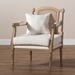 Baxton Studio Clemence French Provincial Ivory Fabric Upholstered Whitewashed Wood Armchair - ASS1037-CC