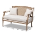 Baxton Studio Clemence French Provincial Ivory Fabric Upholstered Whitewashed Wood Loveseat - ASS1038-LS