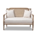 Baxton Studio Clemence French Provincial Ivory Fabric Upholstered Whitewashed Wood Loveseat - ASS1038-LS
