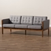 Baxton Studio Lenne Mid-Century Modern Grey Fabric Upholstered Walnut Finished Sofa - BBT8041-Grey-SF