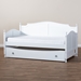 Baxton Studio Mara Cottage Farmhouse White Finished Wood Twin Size Daybed with Roll-Out Trundle Bed - MG0030-White-Daybed