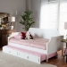 Baxton Studio Mariana Classic and Traditional White Finished Wood Twin Size Daybed with Trundle - Mariana-White-Daybed-T