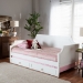 Baxton Studio Mariana Classic and Traditional White Finished Wood Twin Size Daybed with Trundle - Mariana-White-Daybed-T