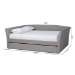 Baxton Studio Delora Modern and Contemporary Light Grey Fabric Upholstered Queen Size Daybed with Roll-Out Trundle Bed - CF9044-Light Grey-Daybed-Q/T