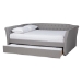 Baxton Studio Delora Modern and Contemporary Light Grey Fabric Upholstered Queen Size Daybed with Roll-Out Trundle Bed - CF9044-Light Grey-Daybed-Q/T