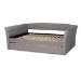 Baxton Studio Delora Modern and Contemporary Light Grey Fabric Upholstered Queen Size Daybed with Roll-Out Trundle Bed - CF9044-Light Grey-Daybed-Q/T