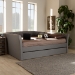 Baxton Studio Delora Modern and Contemporary Light Grey Fabric Upholstered Queen Size Daybed with Roll-Out Trundle Bed - CF9044-Light Grey-Daybed-Q/T