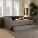 Baxton Studio Delora Modern and Contemporary Light Grey Fabric Upholstered Queen Size Daybed with Roll-Out Trundle Bed - CF9044-Light Grey-Daybed-Q/T