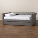 Baxton Studio Delora Modern and Contemporary Light Grey Fabric Upholstered Queen Size Daybed with Roll-Out Trundle Bed - CF9044-Light Grey-Daybed-Q/T
