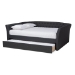 Baxton Studio Delora Modern and Contemporary Dark Grey Fabric Upholstered Full Size Daybed with Roll-Out Trundle Bed - CF9044-Charcoal-Daybed-F/T
