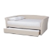 Baxton Studio Delora Modern and Contemporary Beige Fabric Upholstered Full Size Daybed with Roll-Out Trundle Bed - CF9044-Beige-Daybed-F/T
