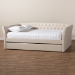 Baxton Studio Delora Modern and Contemporary Beige Fabric Upholstered Full Size Daybed with Roll-Out Trundle Bed - CF9044-Beige-Daybed-F/T