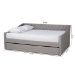 Baxton Studio Haylie Modern and Contemporary Light Grey Fabric Upholstered Queen Size Daybed with Roll-Out Trundle Bed - CF9046-Light Grey-Daybed-Q/T