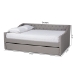 Baxton Studio Haylie Modern and Contemporary Light Grey Fabric Upholstered Queen Size Daybed with Roll-Out Trundle Bed - CF9046-Light Grey-Daybed-Q/T