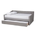 Baxton Studio Haylie Modern and Contemporary Light Grey Fabric Upholstered Queen Size Daybed with Roll-Out Trundle Bed - CF9046-Light Grey-Daybed-Q/T
