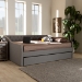 Baxton Studio Haylie Modern and Contemporary Light Grey Fabric Upholstered Queen Size Daybed with Roll-Out Trundle Bed - CF9046-Light Grey-Daybed-Q/T