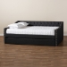 Baxton Studio Haylie Modern and Contemporary Dark Grey Fabric Upholstered Queen Size Daybed with Roll-Out Trundle Bed - CF9046-Charcoal-Daybed-Q/T