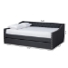 Baxton Studio Haylie Modern and Contemporary Dark Grey Fabric Upholstered Queen Size Daybed with Roll-Out Trundle Bed - CF9046-Charcoal-Daybed-Q/T