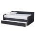 Baxton Studio Haylie Modern and Contemporary Dark Grey Fabric Upholstered Queen Size Daybed with Roll-Out Trundle Bed - CF9046-Charcoal-Daybed-Q/T