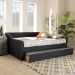 Baxton Studio Haylie Modern and Contemporary Dark Grey Fabric Upholstered Queen Size Daybed with Roll-Out Trundle Bed - CF9046-Charcoal-Daybed-Q/T