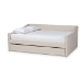 Baxton Studio Haylie Modern and Contemporary Beige Fabric Upholstered Queen Size Daybed with Roll-Out Trundle Bed