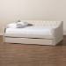 Baxton Studio Haylie Modern and Contemporary Beige Fabric Upholstered Queen Size Daybed with Roll-Out Trundle Bed - CF9046-Beige-Daybed-Q/T