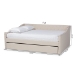 Baxton Studio Haylie Modern and Contemporary Beige Fabric Upholstered Queen Size Daybed with Roll-Out Trundle Bed - CF9046-Beige-Daybed-Q/T