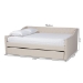 Baxton Studio Haylie Modern and Contemporary Beige Fabric Upholstered Queen Size Daybed with Roll-Out Trundle Bed - CF9046-Beige-Daybed-Q/T