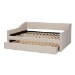 Baxton Studio Haylie Modern and Contemporary Beige Fabric Upholstered Queen Size Daybed with Roll-Out Trundle Bed - CF9046-Beige-Daybed-Q/T