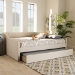 Baxton Studio Haylie Modern and Contemporary Beige Fabric Upholstered Queen Size Daybed with Roll-Out Trundle Bed - CF9046-Beige-Daybed-Q/T