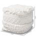 Baxton Studio Curlew Moroccan Inspired Ivory Handwoven Cotton Pouf Ottoman - Curlew-Ivory-Pouf
